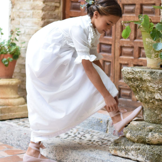 Bailarinas Niña Cintas Ante Rosa Empolvado