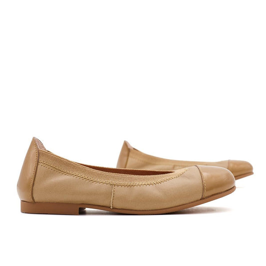 Bailarinas Piel Puntera Charol Camel