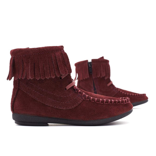 Botas Niña Flecos Serraje Burdeos
