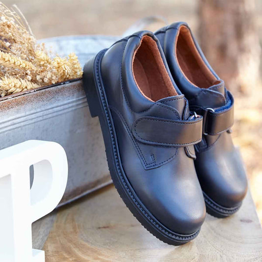 Zapato Colegial Piel Azul Marino