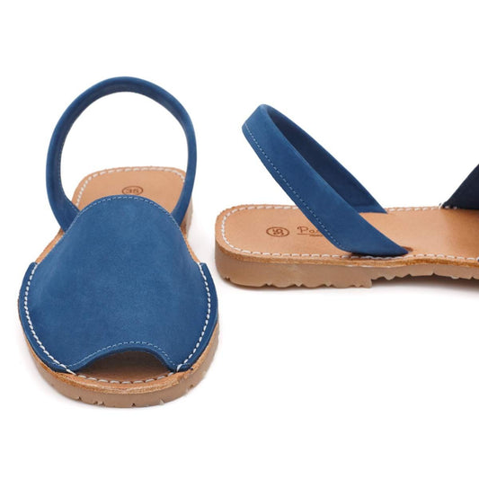 Menorquinas Piel Nobuk Azul