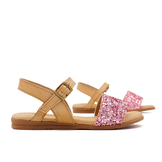 Sandalia Niña Glitter Trasera Piel Rosa