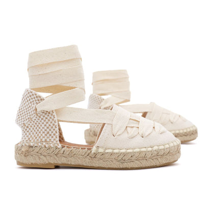 Alpargatas Valencianas Lazos Beige