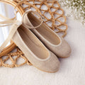 Toast Linen Ribbon and Bracelet Ballet Flats