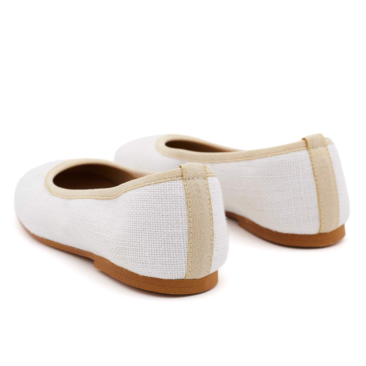 Bailarinas Niña Cintas Lino Blanco