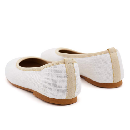 Bailarinas Niña Cintas Lino Blanco