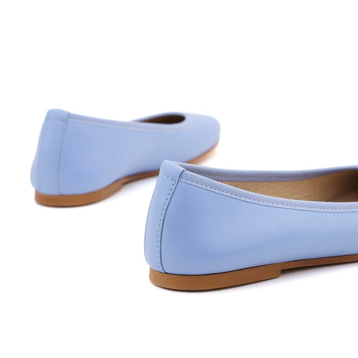 Bailarinas Niña Cintas Piel Azul Lavanda