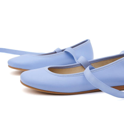 Bailarinas Niña Cintas Piel Azul Lavanda