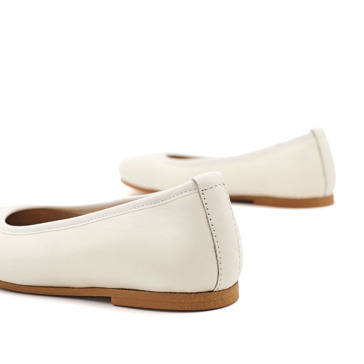 Bailarinas Niña Cintas Piel Beige Claro