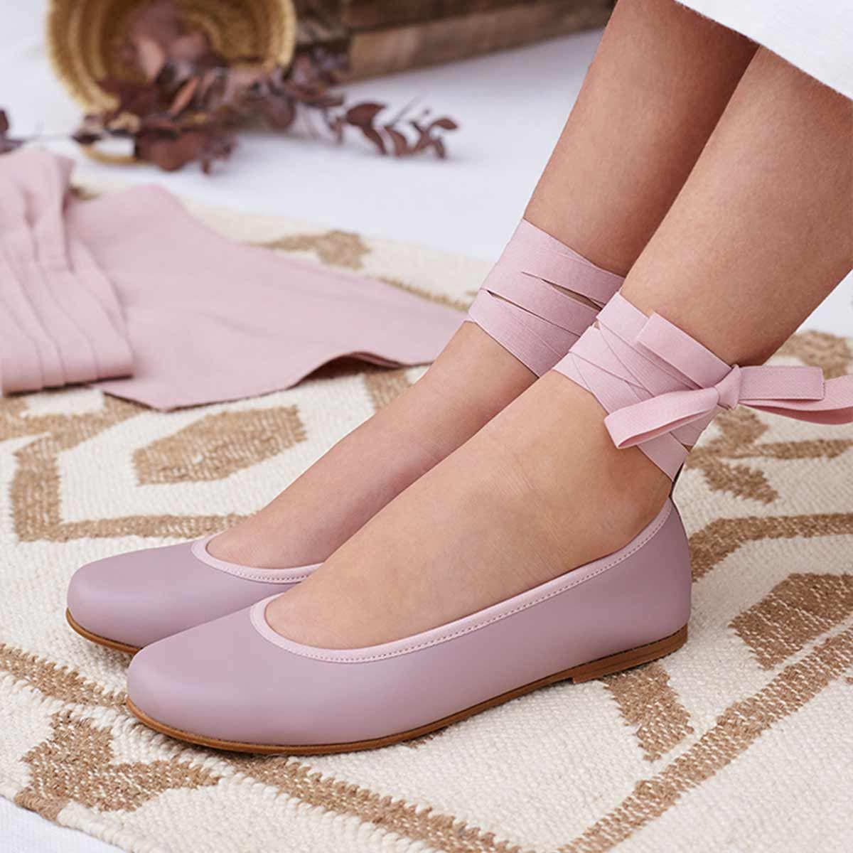 Bailarinas Lazos y Pulseras Piel Rosa Palo