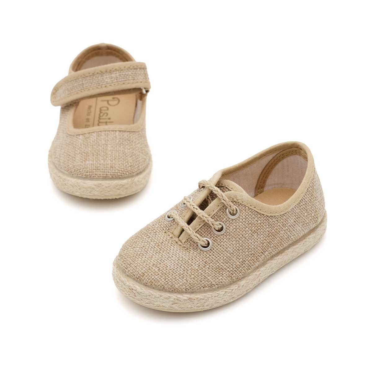 Blucher Niño Yute Lino Tostado