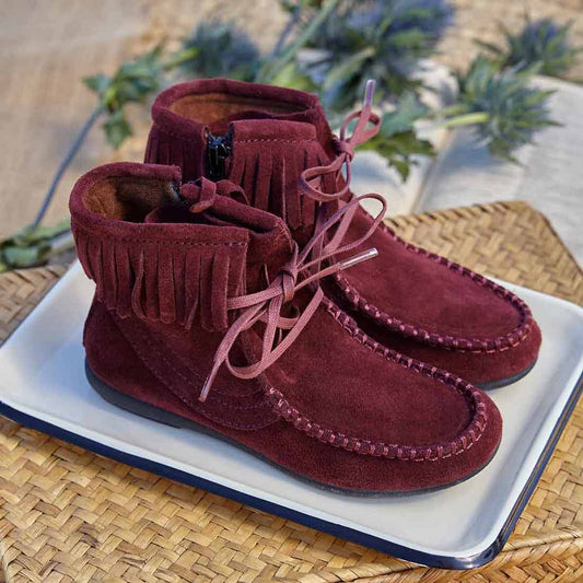 Botas Niña Flecos Serraje Burdeos