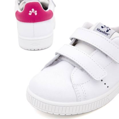 Zapatillas Blancas y Fucsia Tira Adherente Titanitos