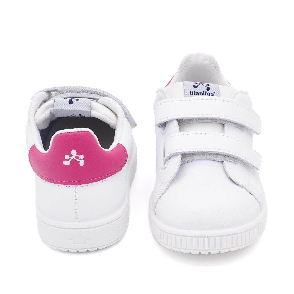 Zapatillas Blancas y Fucsia Tira Adherente Titanitos