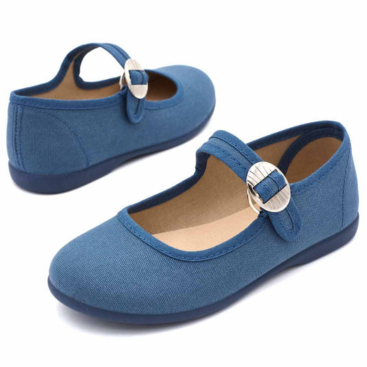 Merceditas Niña Hebilla Lona Azul