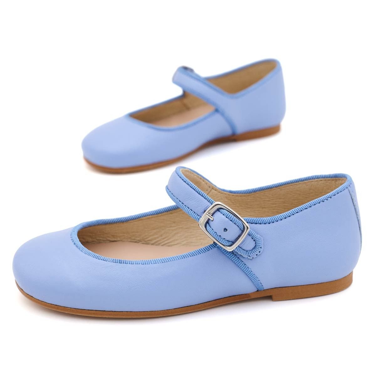 Merceditas Niña Piel Azul Lavanda