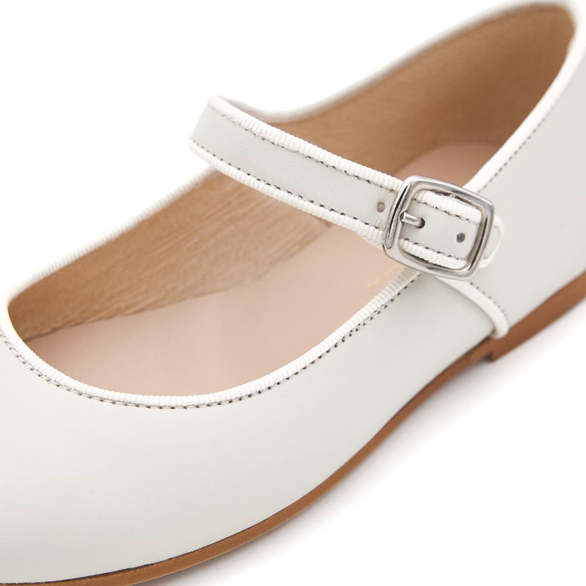 Merceditas Niña Piel Beige Claro