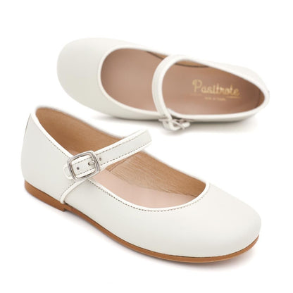 Merceditas Niña Piel Beige Claro