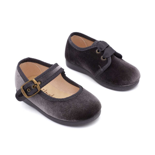 Merceditas Bebé Terciopelo Gris